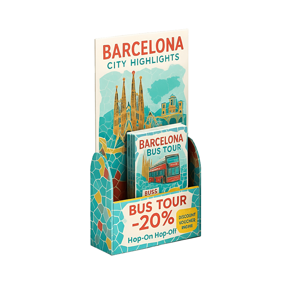 Диспенсер «Барселона» Картонный диспенсер «Barcelona» для раздачи буклетов с офсетной печатью